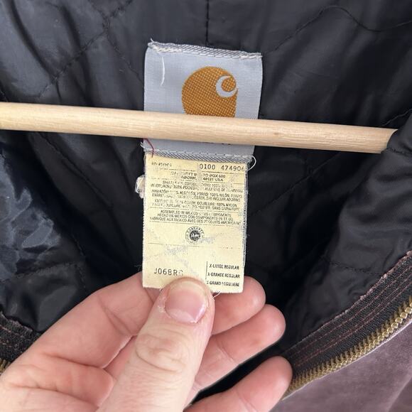 Vintage Carhartt Quilted Hooded Jacket “Burgundy/Wine” J06 - Picture 11 of 13